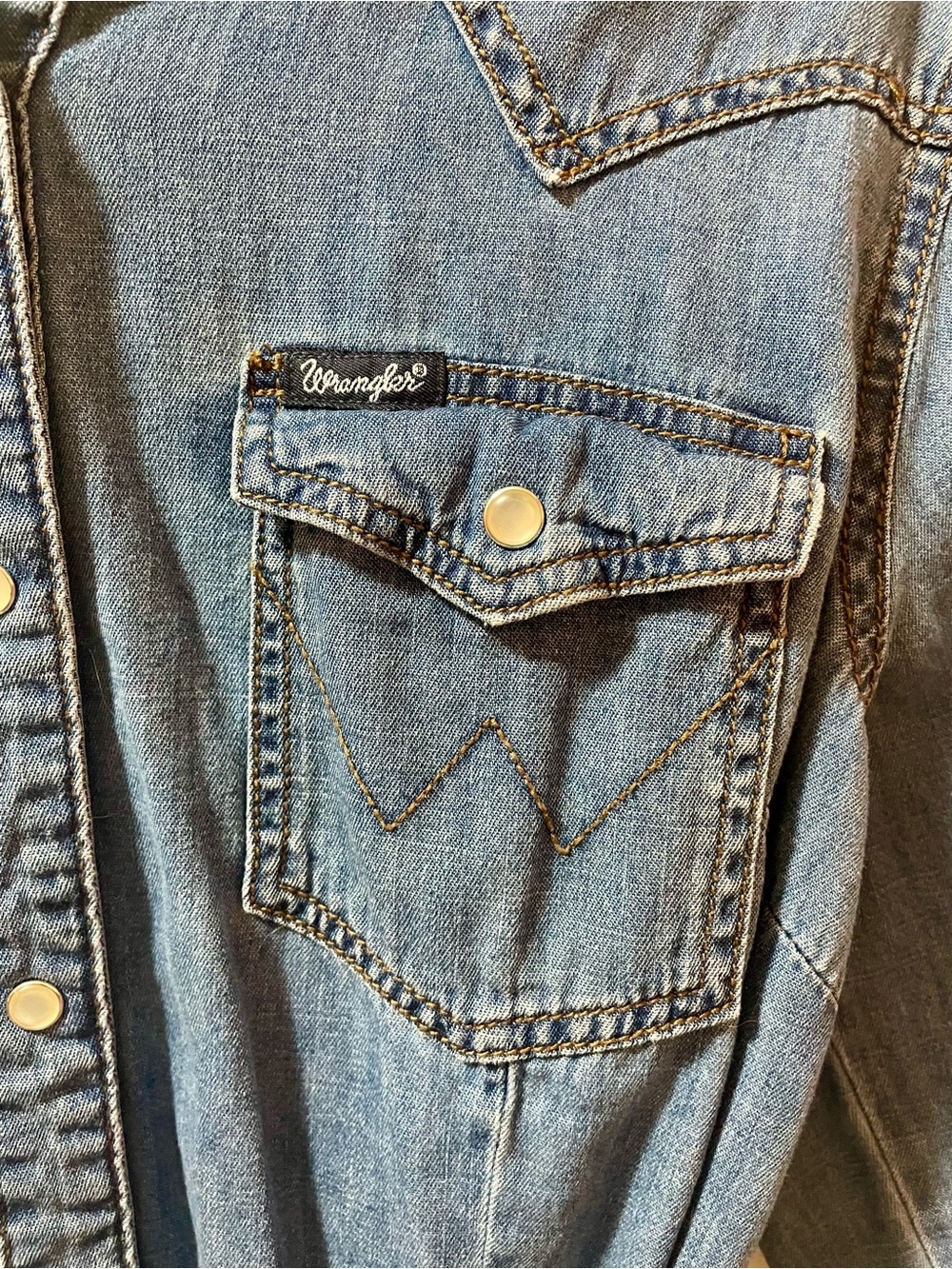 Wrangler Blue Denim Tie-Waist Mini Dress - Picture 3 of 7